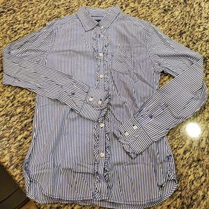 American Eagle Blue & White Striped Tuxedo Shirt